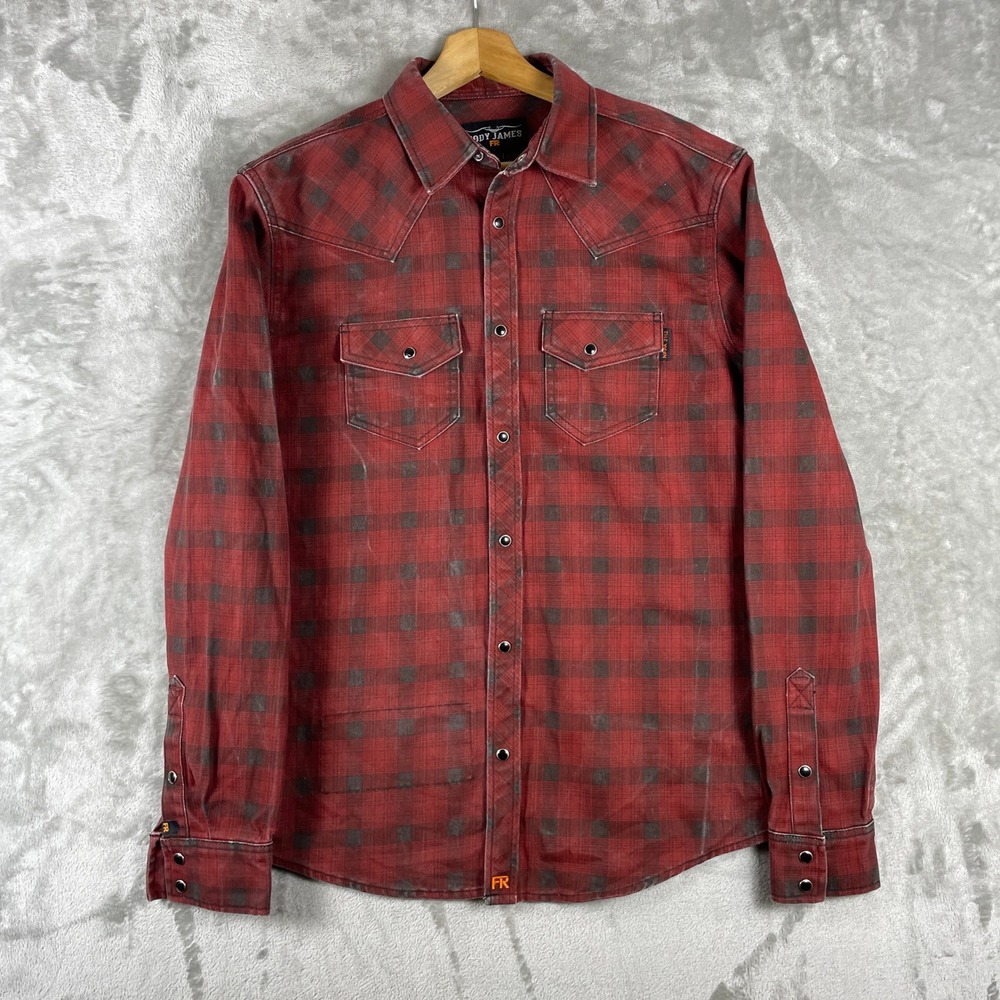 Cody James Western Shirt Men S Red Buffalo Plaid Flame Resistant Snap FR